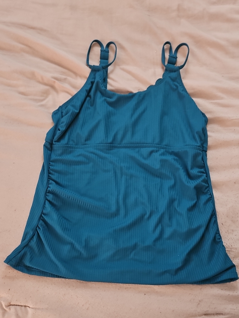 Tempt Me Women's Ribbed Scallop Neckline Tankini Top
